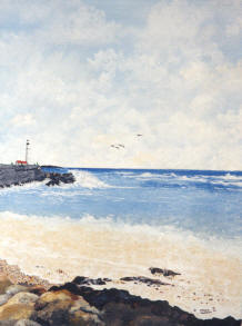 Light House on a Sandy Beach by Chuck Yanosky